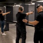 Supervised handgun practice in modern indoor shooting range