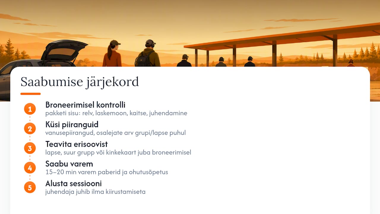 Lasketiiru broneerimise ja saabumise ajakava