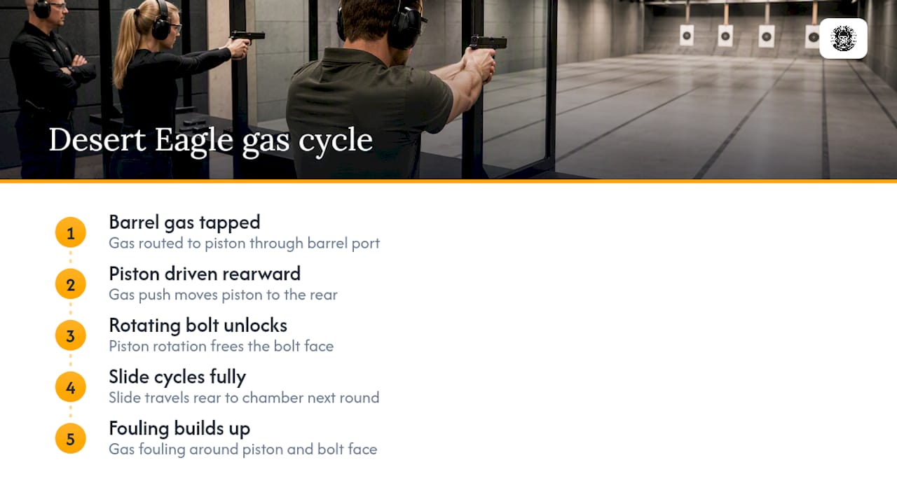 Desert Eagle gas operation and fouling cycle