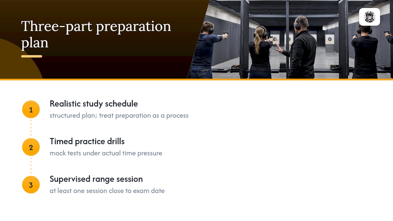 Three-part shooting licence preparation plan