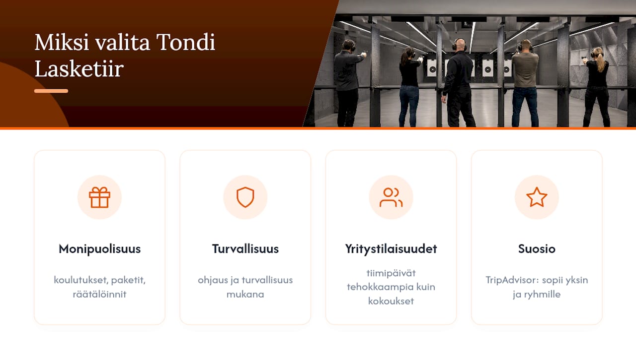 Miksi valita Tondi Lasketiir Tallinnan ampumaradaksi? — overview diagram