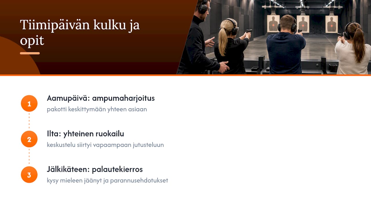 Ensikäden kertomus onnistuneesta tiimipäivästä Tallinnassa — overview diagram