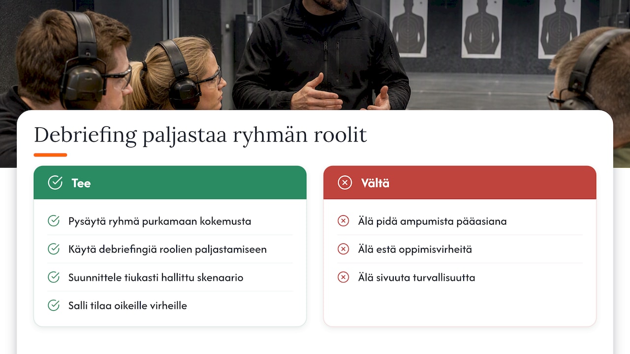 Näkökulma: mitä debriefing todella opettaa ryhmästä — overview diagram