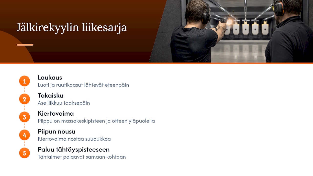 Mitä jälkirekyyli on ja miksi piippu nousee — overview diagram